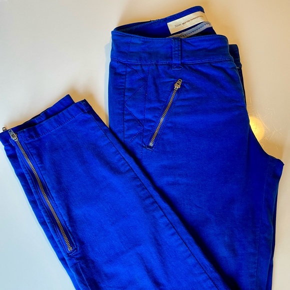 Anthropologie Pilcro Womens Moto Pants Ankle Zip Diamond Stitched / size 2 Blue - Picture 5 of 14